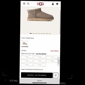 UGG classic ultra mini rare member exclusive sold out cobble grey